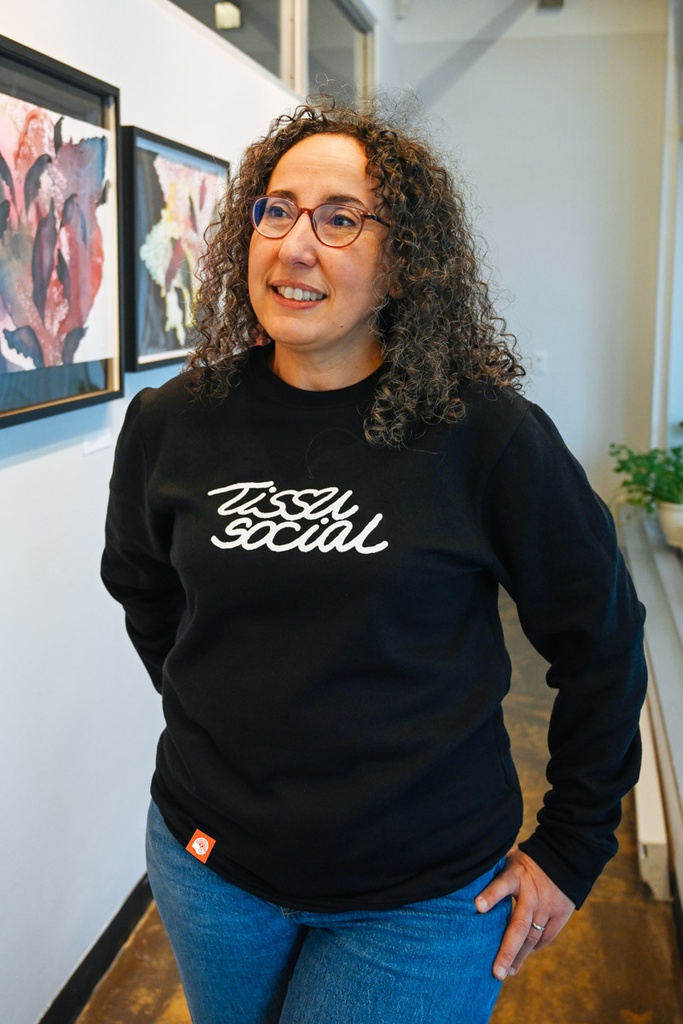 CENTRAIDE TISSUS SOCIAL  -O732U Ouaté col rond unisexe (NOIR) - SE. S16062 (AV) - SE. S16063 (DOS) - ETT. ETT1058 (BAVD)