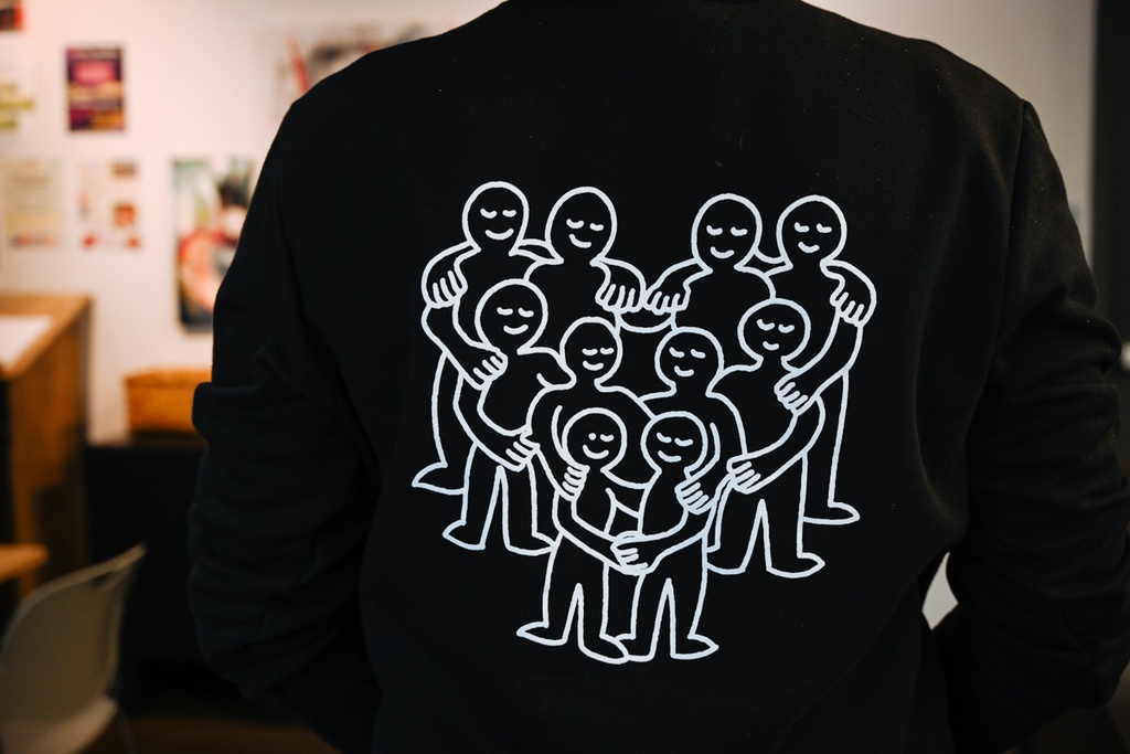 CENTRAIDE TISSUS SOCIAL  -O732U Ouaté col rond unisexe (NOIR) - SE. S16062 (AV) - SE. S16063 (DOS) - ETT. ETT1058 (BAVD)