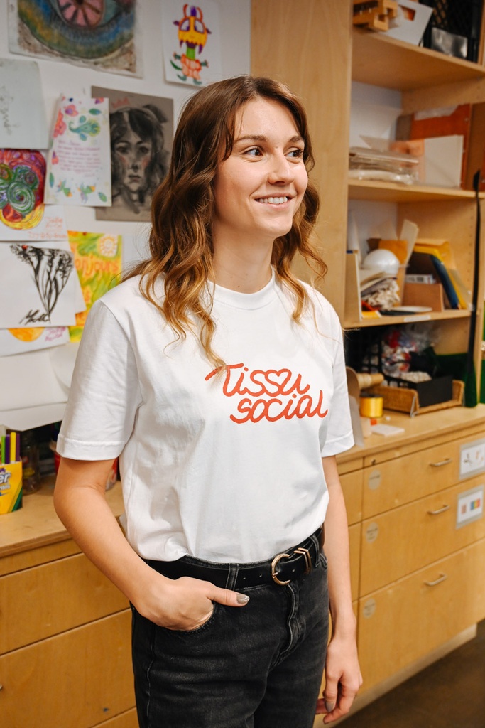 CENTRAIDE TISSUS SOCIAL - 2106U T-shirt coton unisexe (BLANC) - SE. S16062 (AV) - SE. S16063 (DOS) - ETT. ETT1058 (BAVD)