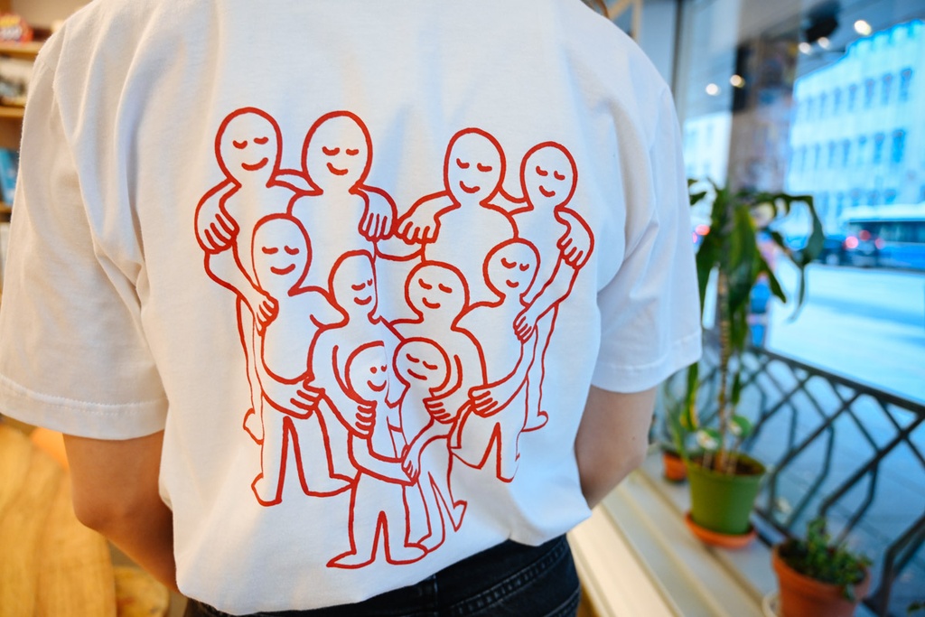 CENTRAIDE TISSUS SOCIAL - 2106U T-shirt coton unisexe (BLANC) - SE. S16062 (AV) - SE. S16063 (DOS) - ETT. ETT1058 (BAVD)