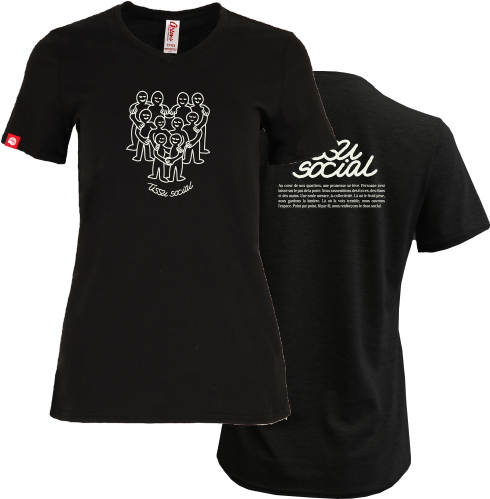 CENTRAIDE PERSONNES - 4319W - T-shirt col V femme (NOIR) - SE. S16064 (AV) + SE. S16065 (DOS) + ETT. ETT1058 (MD)