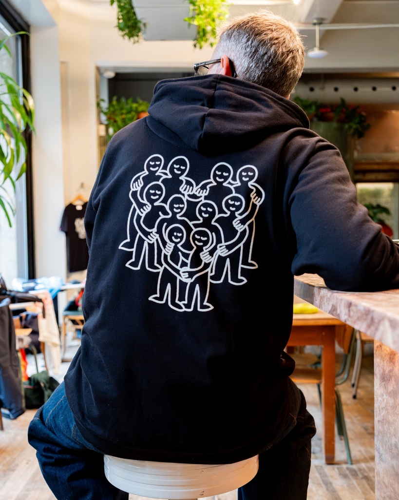 CENTRAIDE TISSUS SOCIAL - O730U Ouaté à capuchon unisexe (NOIR) - SE. S16062 (AV) + SE. S16063 (DOS) + ETT. ETT1058 (MD)