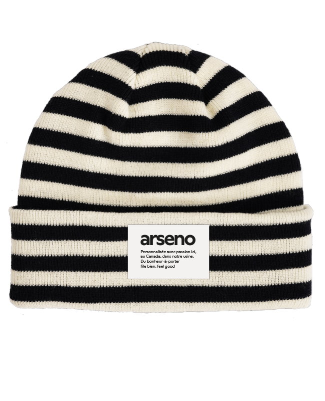 ARSENO EMPLOYÉ - 907 Tuque rayée tricotée MARINE/IVOIRE - ETT ARSENO (AV)