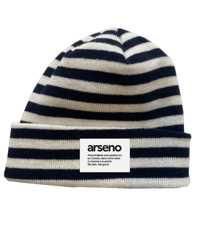 ARSENO EMPLOYÉ - 907 Tuque rayée tricotée MARINE/IVOIRE - ETT ARSENO (AV)